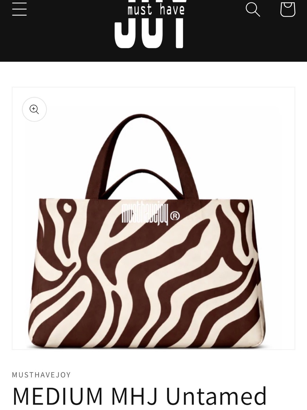 Must Have Brown & Cream Zebra-Print Tote